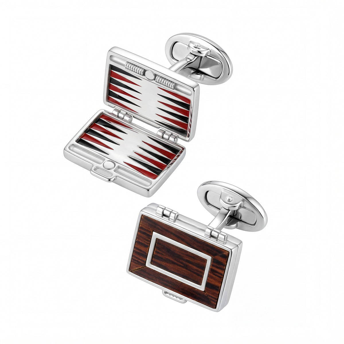 Backgammon Wood Inlay Sterling Cufflinks