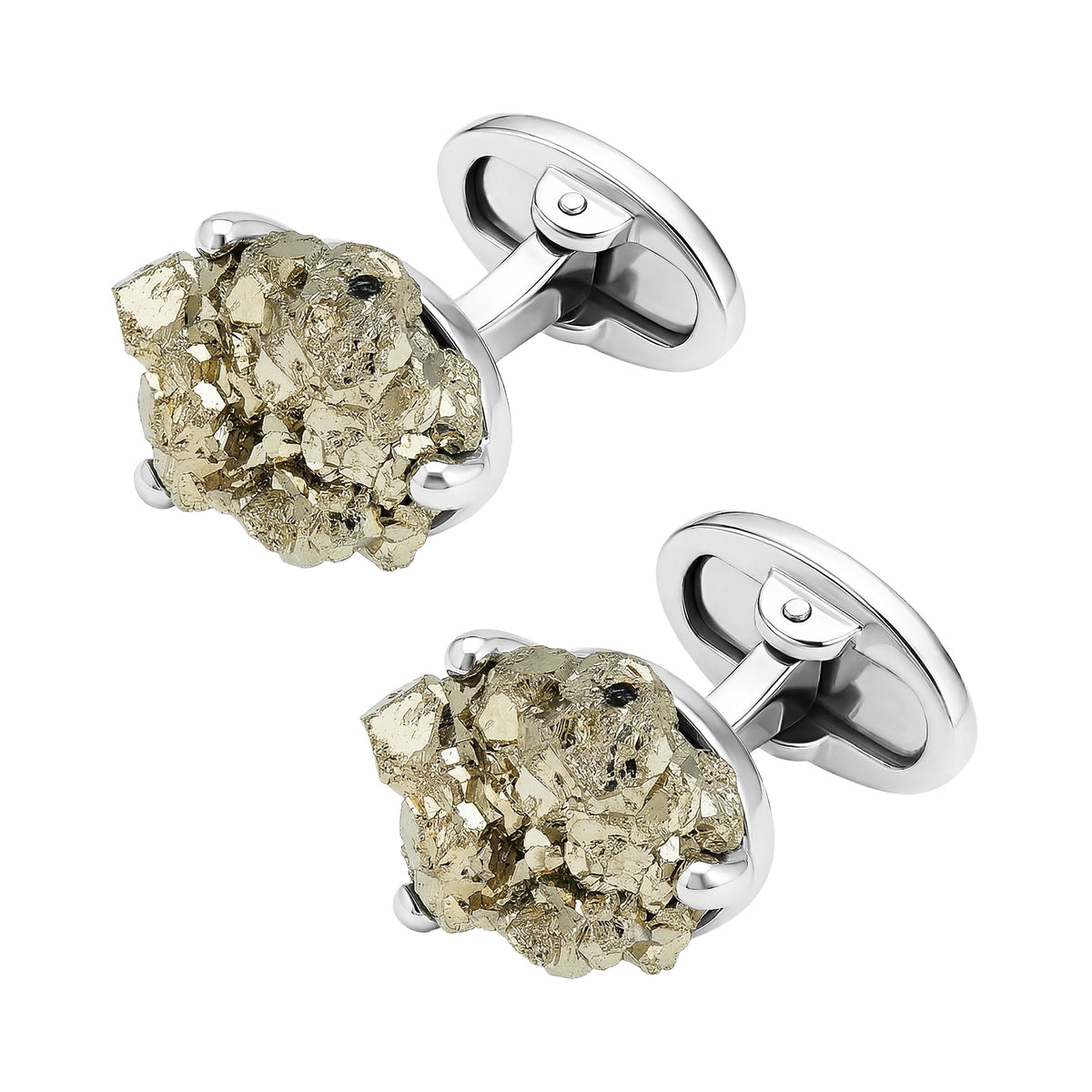 Pyrite Gemstone Sterling Silver Cufflinks