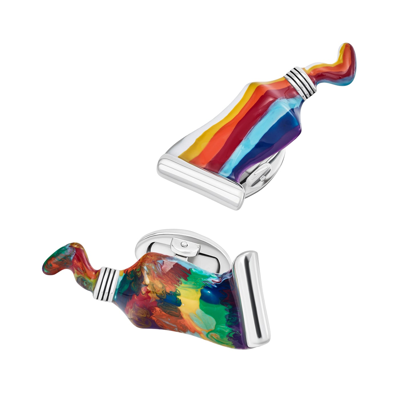 Paint Tube Enamel Sterling Cufflinks