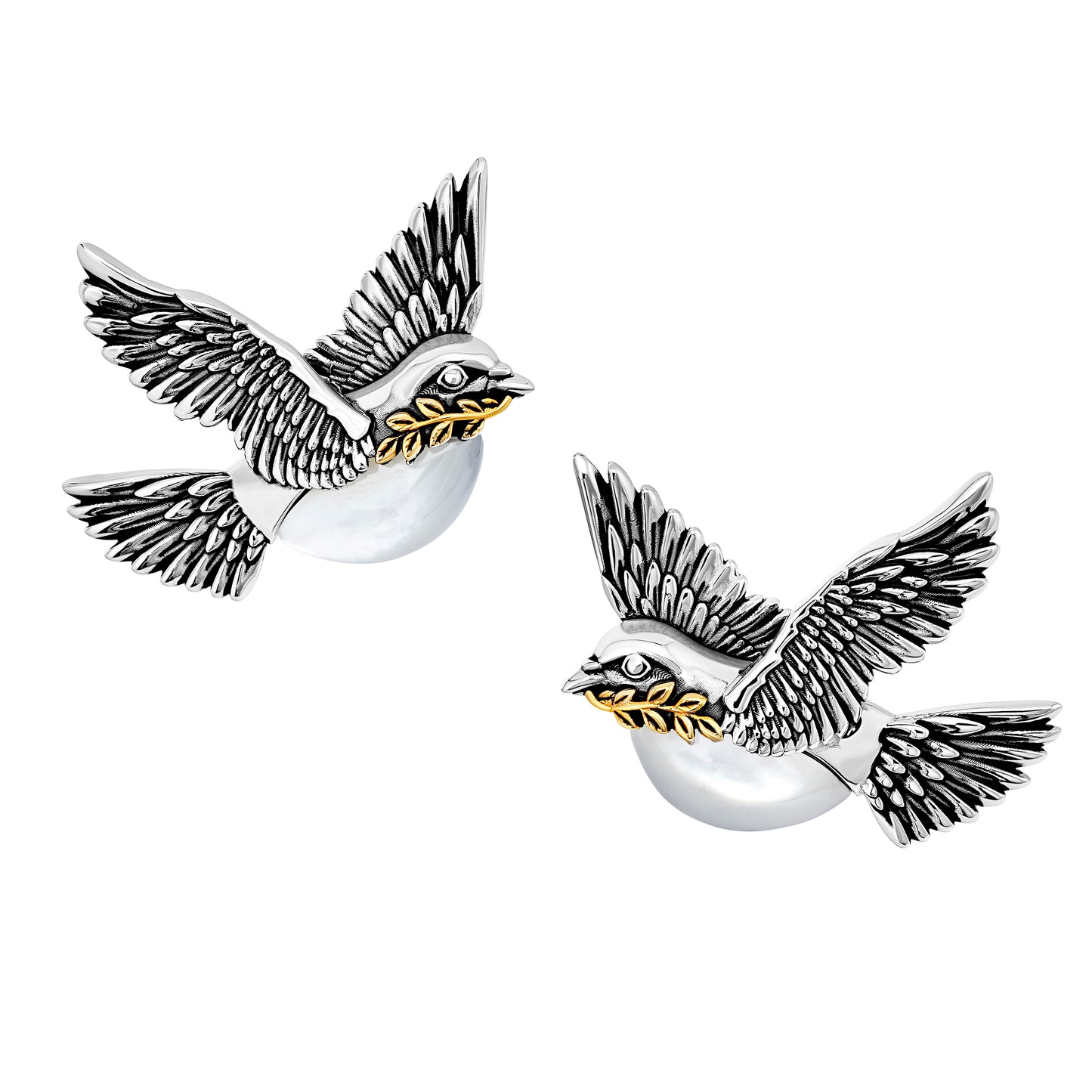 Peace Dove Pearl Sterling Cufflinks