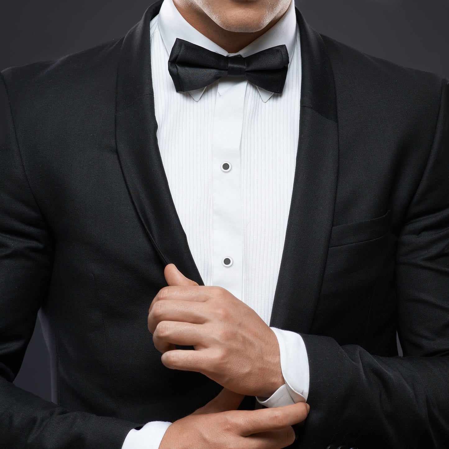 Round Black Onyx SINGLE Tuxedo Stud