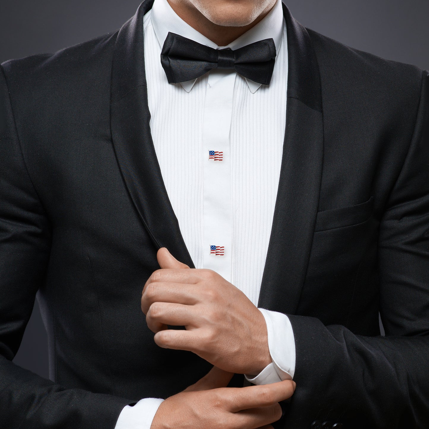 American Flag Sterling Tuxedo Studs