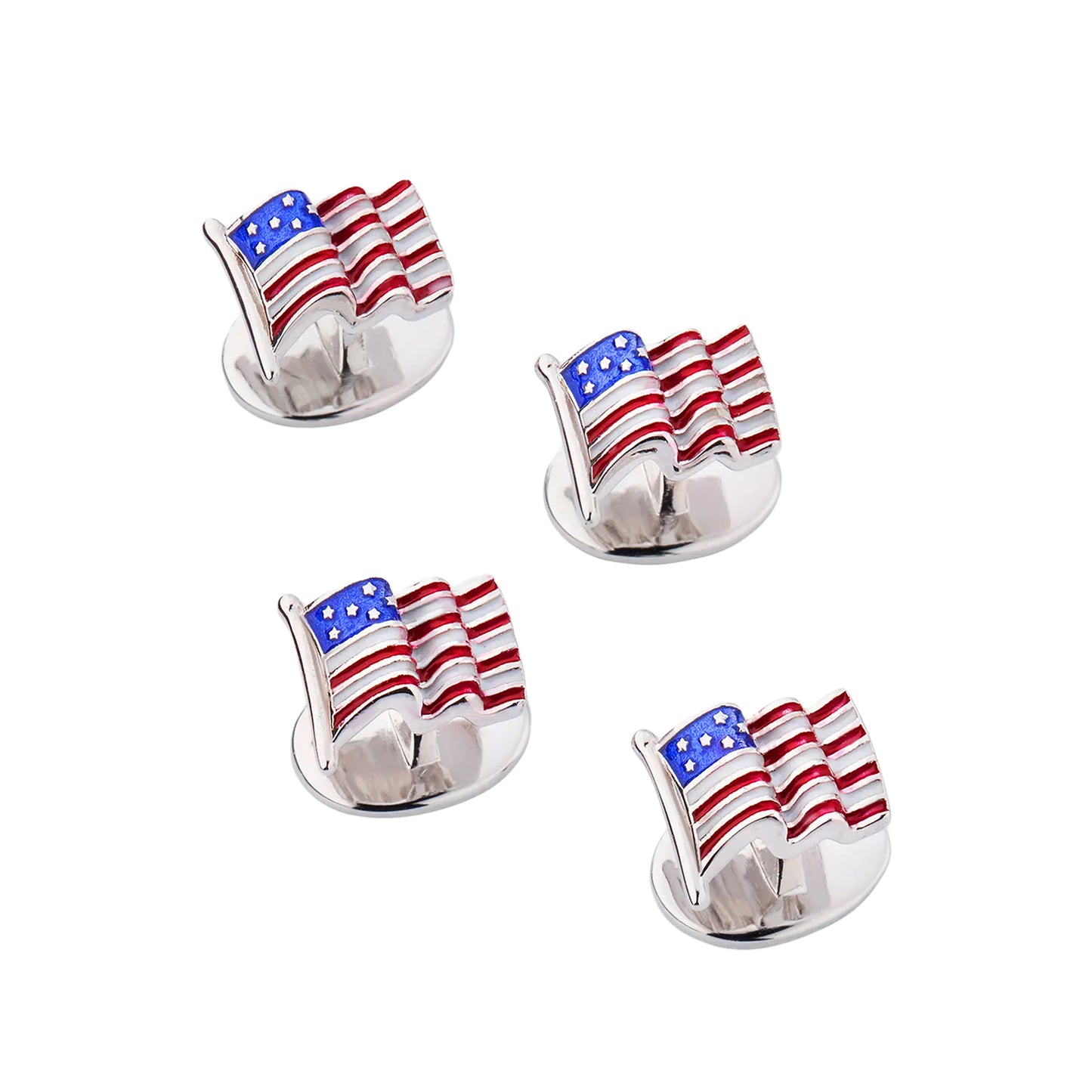 American Flag Sterling Tuxedo Studs
