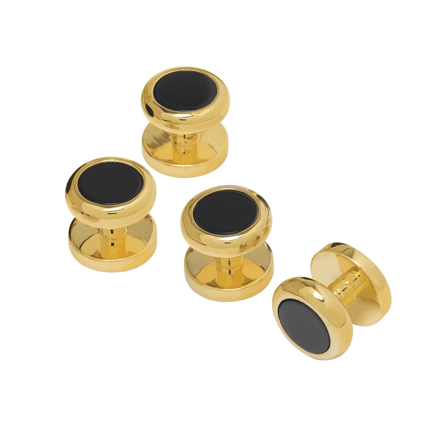 Gemstone Inlay Classic Round 18Karat Vermeil Tuxedo Studs