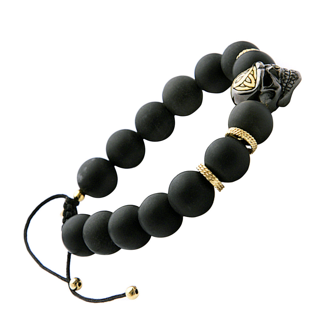 Articulated Skull Gemstone Beaded Sterling Gold Vermeil Bracelet