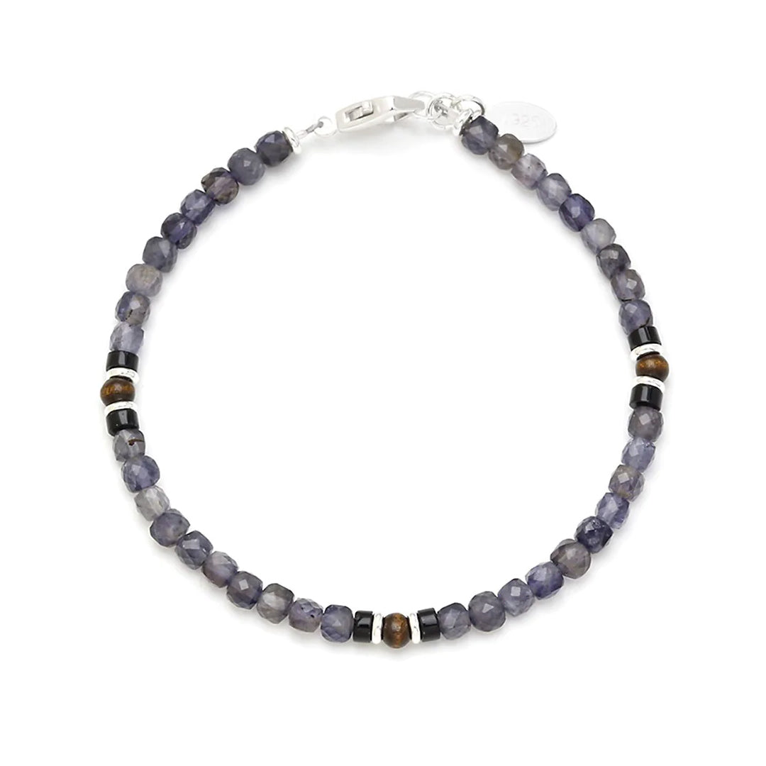 Rutilated Quartz Bead Bracelet with Wood and Sterling Silver Spacers I Jan Leslie Cufflinks and Accessories.