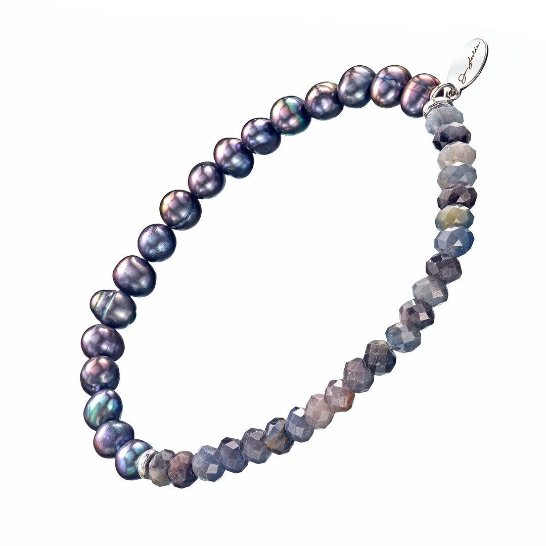 Blue Sapphire Pearls Flex Bracelet1