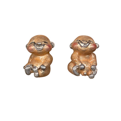 Baby Boy & Girl Hand Painted Sterling Silver Cufflinks I Jan Leslie jewelry and accessories. 