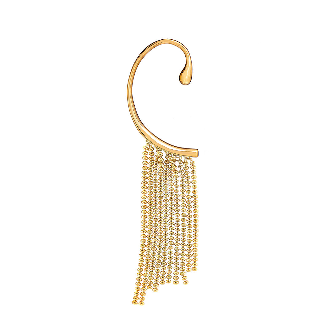 Adjustable Ear Cuff Sterling Silver with Dancing Chain - 10 strand ball chain I Jan Leslie