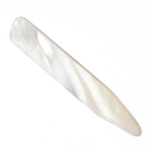 Close up of a single  White Mother-of-Pearl Collar Stays Collar Stays Jan Leslie Default Jan Leslie