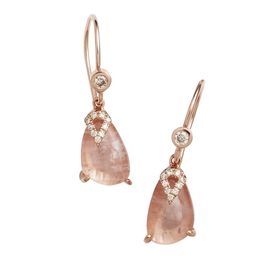 Koi Cascade Rose Quartz and Rose Quartz Sterling Silver Earring with Rose Gold Vermeil I Jan Leslie Cufflinks and Accessories.