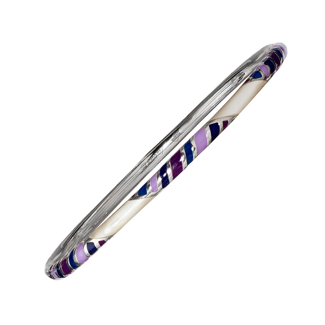 Mother of Pearl & Enamel Sterling Bangles