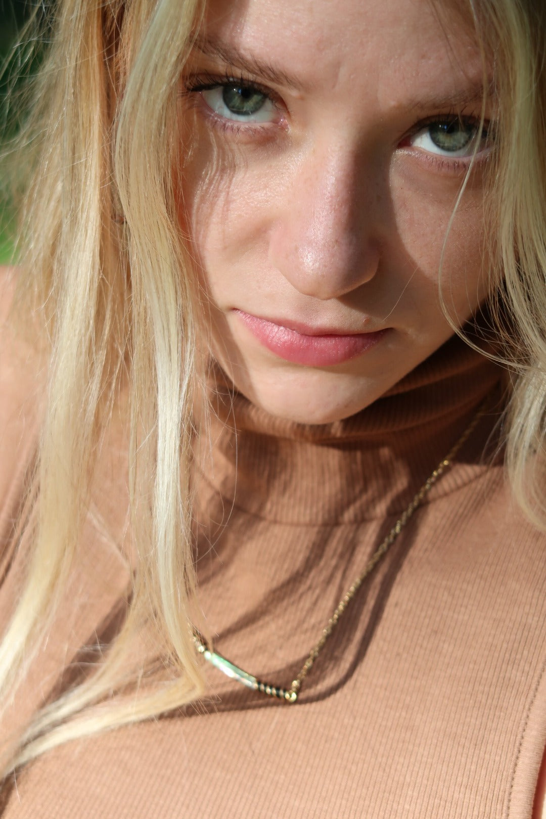 Stripe Enamel Shell Bar Sterling Necklace