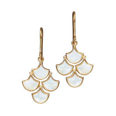 Koi Cascade Moving Mother of Pearl Earring Petite in white mother of pearl on gold  | Jan Leslie Cufflinks and Accessories. 