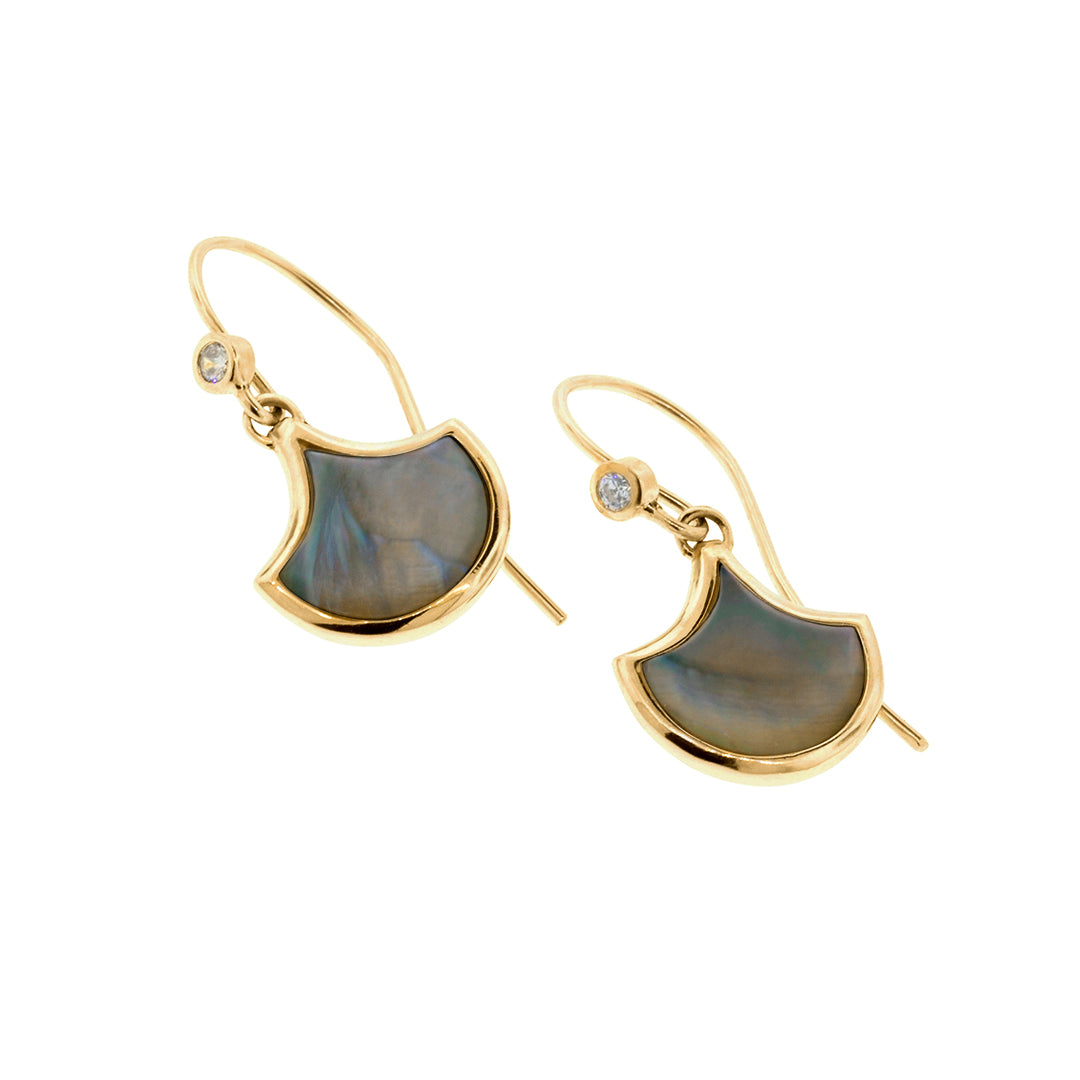 Koi Cascade Dangle Mother of Pearl Sterling Silver Earrings in grey mother of pearl on gold I Jan Leslie Cufflinks and Accessories.