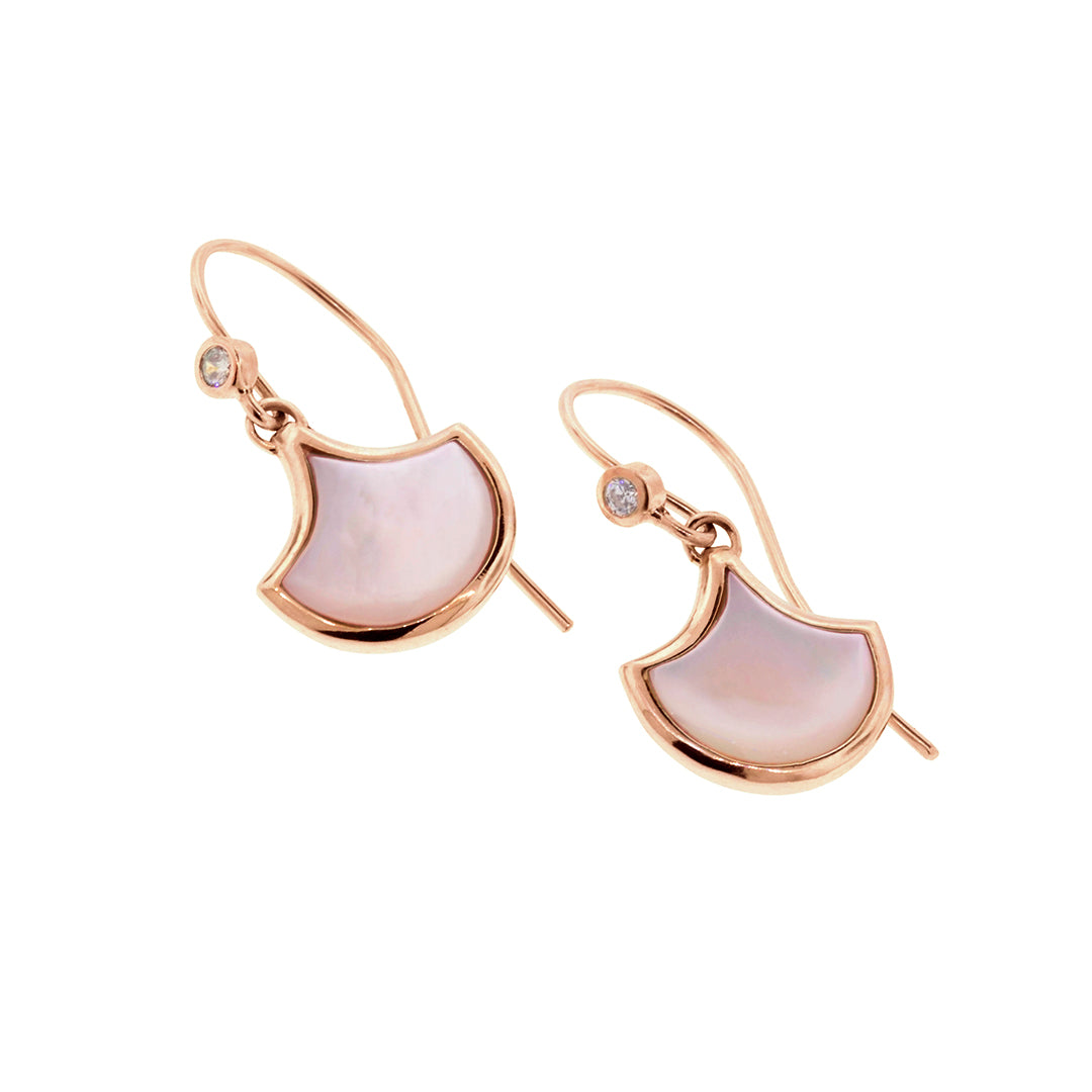 Koi Cascade Dangle Mother of Pearl Sterling Silver Earrings in pink mother of pearl on rose gold I Jan Leslie Cufflinks and Accessories.