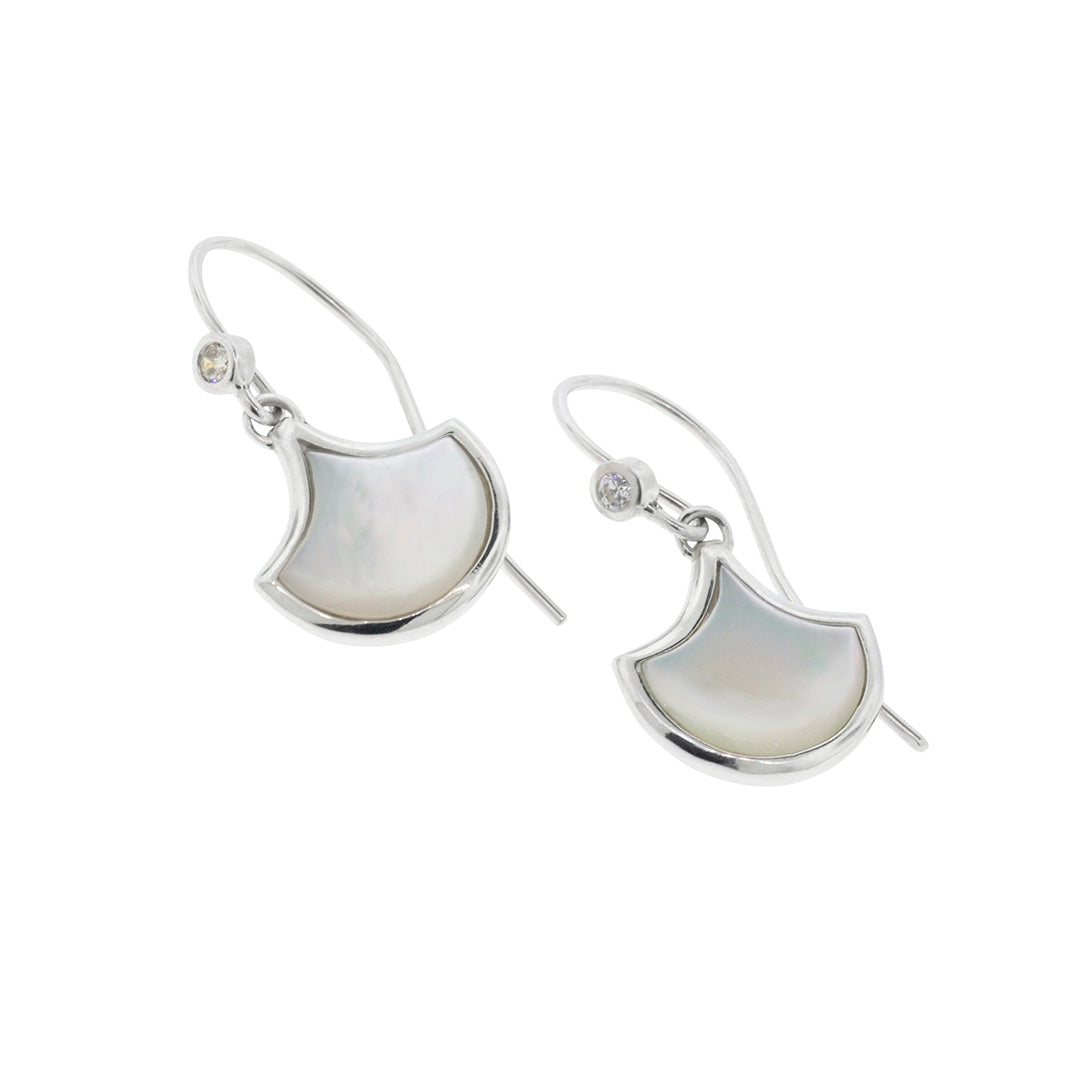 Koi Cascade Dangle Mother of Pearl Sterling Silver Earrings in white mother of pearl on silver I Jan Leslie Cufflinks and Accessories.