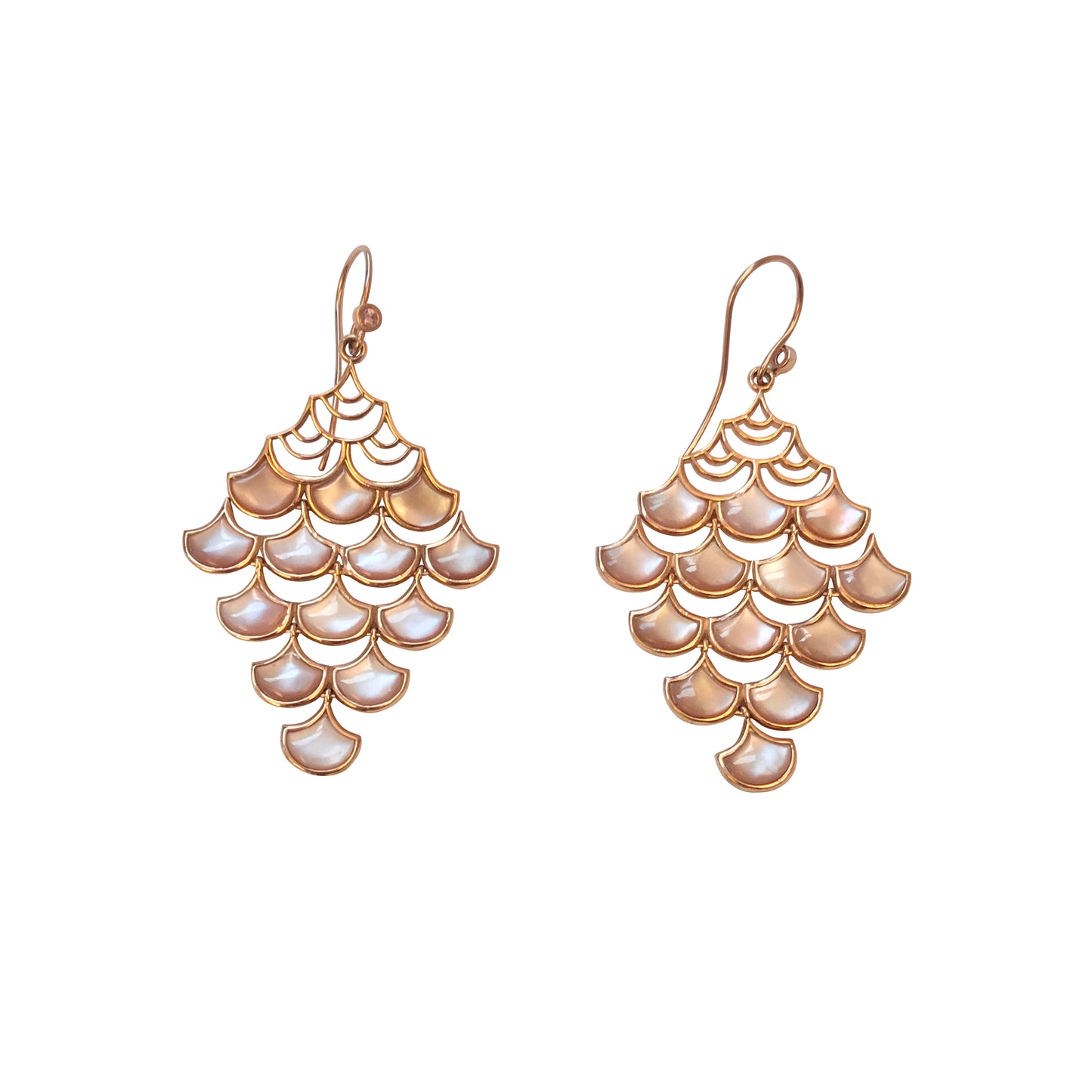 Koi Cascade Moving Mother of Pearl Show Stopper in rose gold pink with pink mother of pearl rose quartz I Jan Leslie Cufflinks and Accessories.