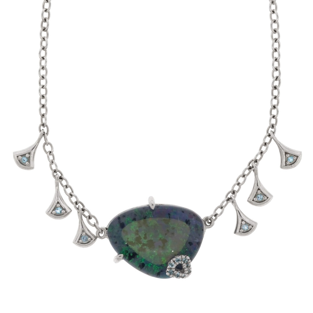 Koi Blue Opal Diamond Sterling Necklace