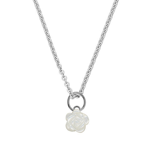Petite Gemstone Mother of Pearl Rose Pendant