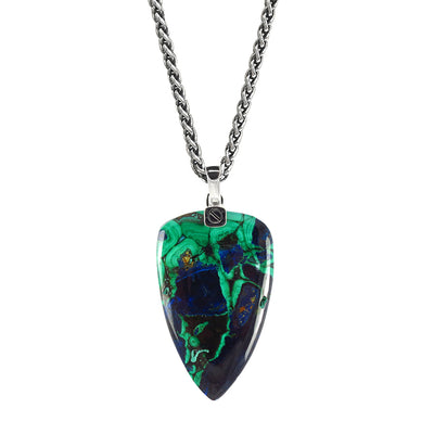 Azurite Malachite One-of-a-Kind Arrow Pendant Sterling Silver Necklace I Jan Leslie 