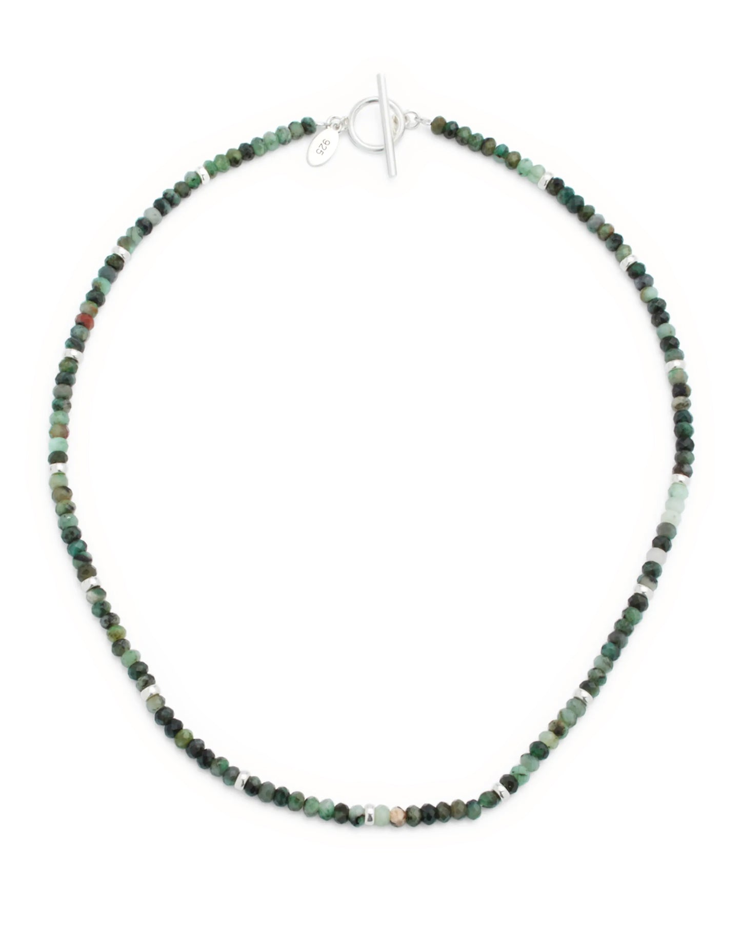 Emerald Beaded Necklace with Sterling Silver Accents and Toggle Closure I Jan Leslie Cufflinks and Accessories.