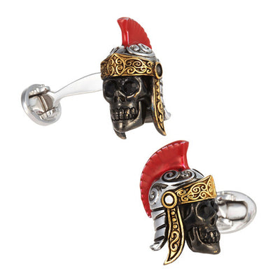 Gladiator Skull Cufflinks with 24K Vermeil Detail - Jan Leslie Cufflinks and Accessories