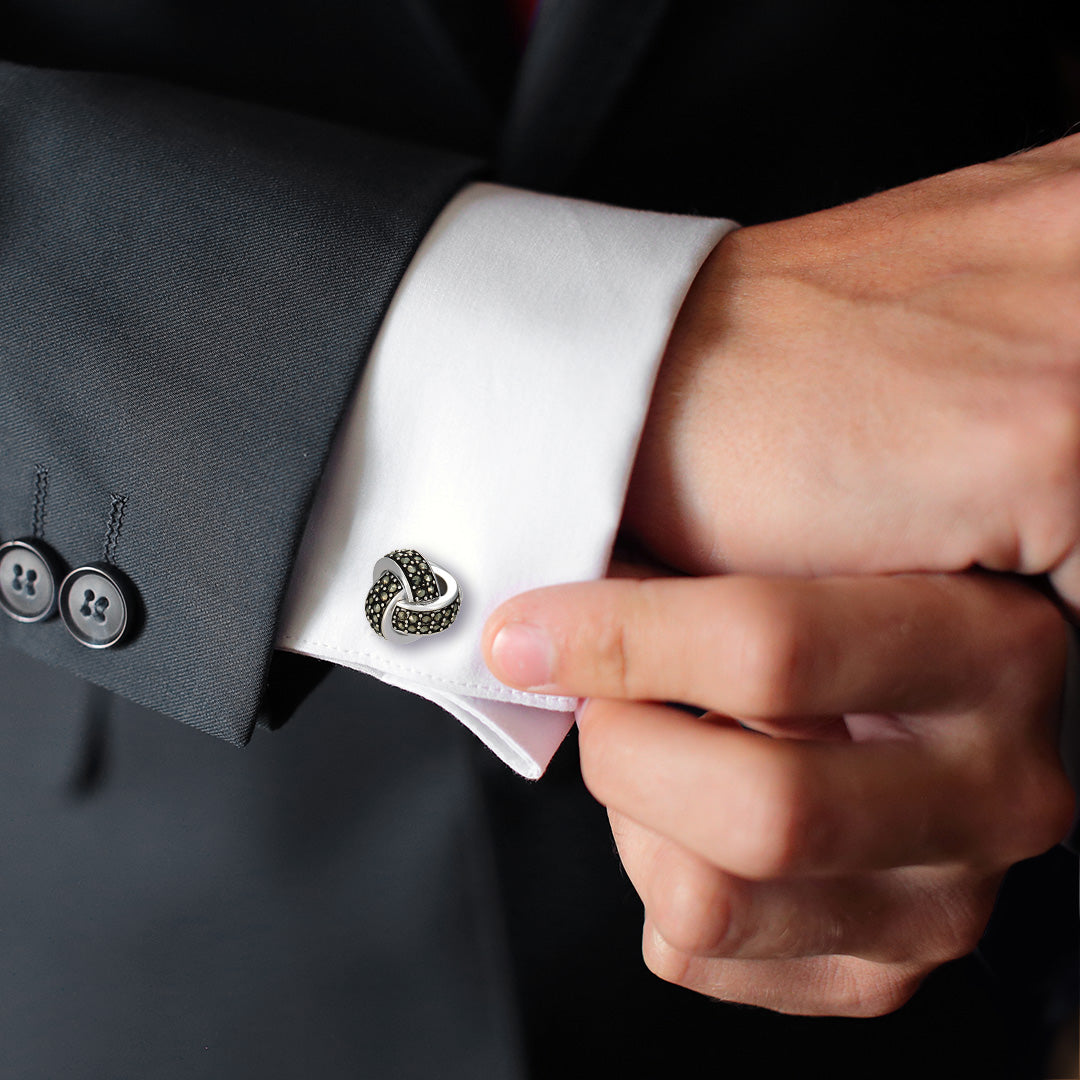 Marcasite Pave' Knot Sterling cufflinks