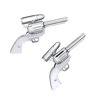 Pistol with Bullet Back Mother of Pearl Sterling Silver Cufflinks | Jan Leslie Cufflinks and Accessories. 