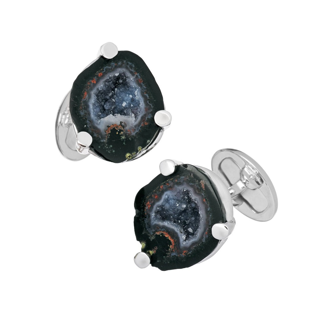 Druzy Crystallized Gemstone Sterling Silver Cufflinks in sterling silver I Jan Leslie Cufflinks and Accessories.