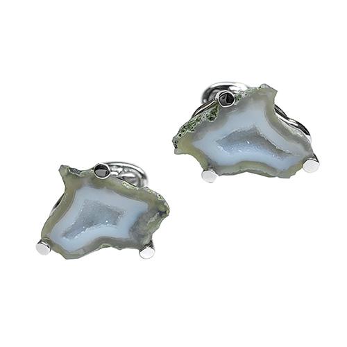Geode Druzy Crystallized Gemstone Sterling Silver Cufflinks in Snow Ecru I Jan Leslie Cufflinks and Accessories.