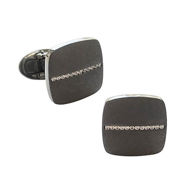 Gunmetal Sterling Silver Cufflinks with crystals I Jan Leslie Cufflinks and Accessories. 