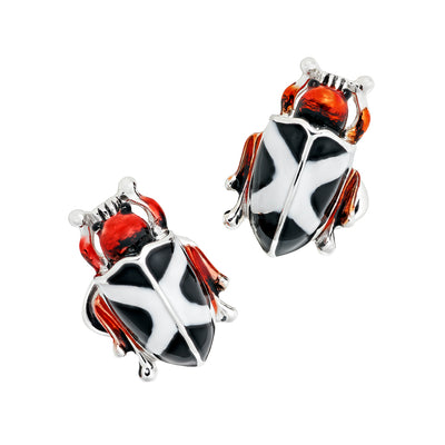 Geometric Hand-Painted Beetle Sterling Silver Cufflinks I Jan Leslie Cufflinks and Accessories. 