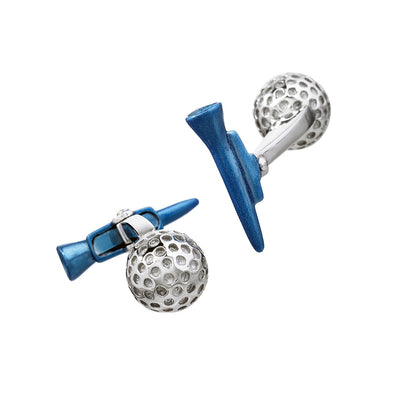 Golf Ball and Tee Sterling Silver Cufflinks I Jan Leslie Cufflinks and Accessories. 
