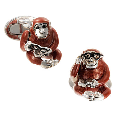 Moving Monkey Cufflinks with On-Trend Glasses - Jan Leslie Cufflinks and Accessories
