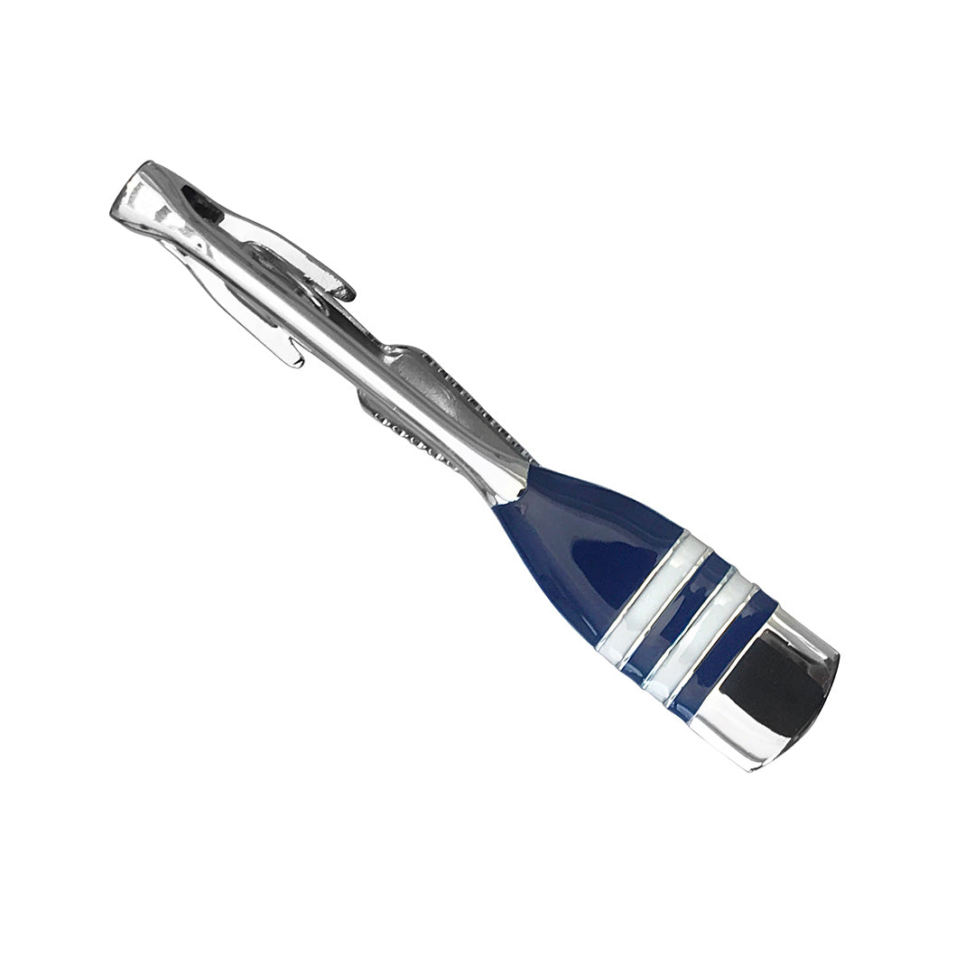 Stripe Crew Oar Sterling Silver Tie Bar in royal blue I Jan Leslie Cufflinks and Accessories.