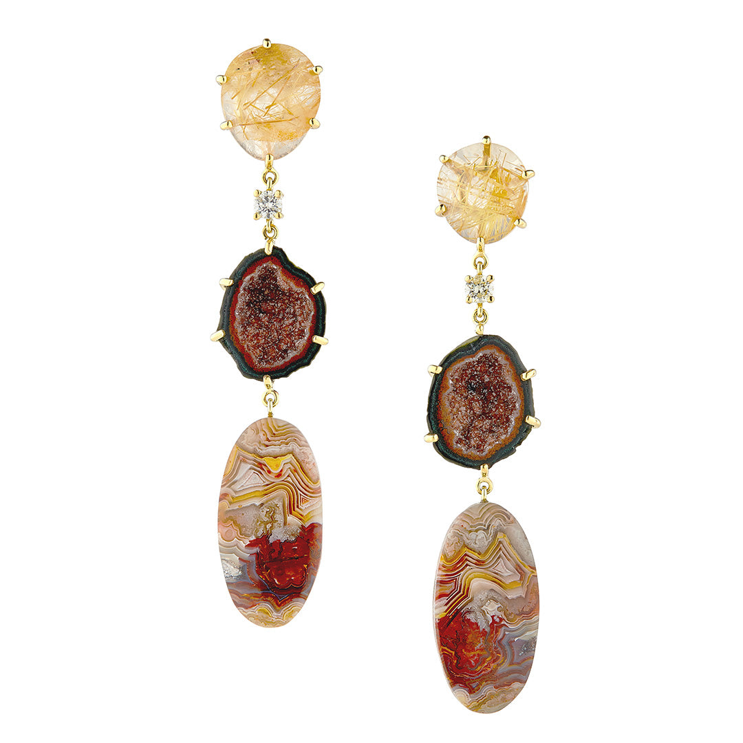 Grand Canyon 18K Gold One of a Kind Gemstone Earrings I Jan Leslie Bespoke Earrings.