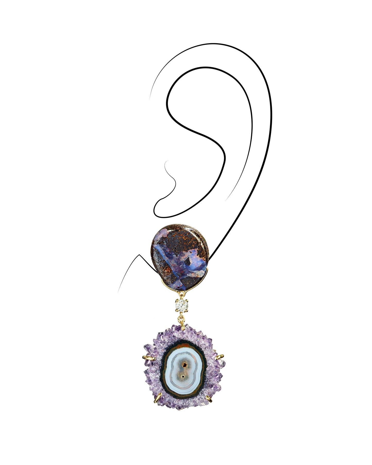 Fields of Provence 18K One of a Kind Earrings Bespoke Earrings Jan Leslie Jan Leslie