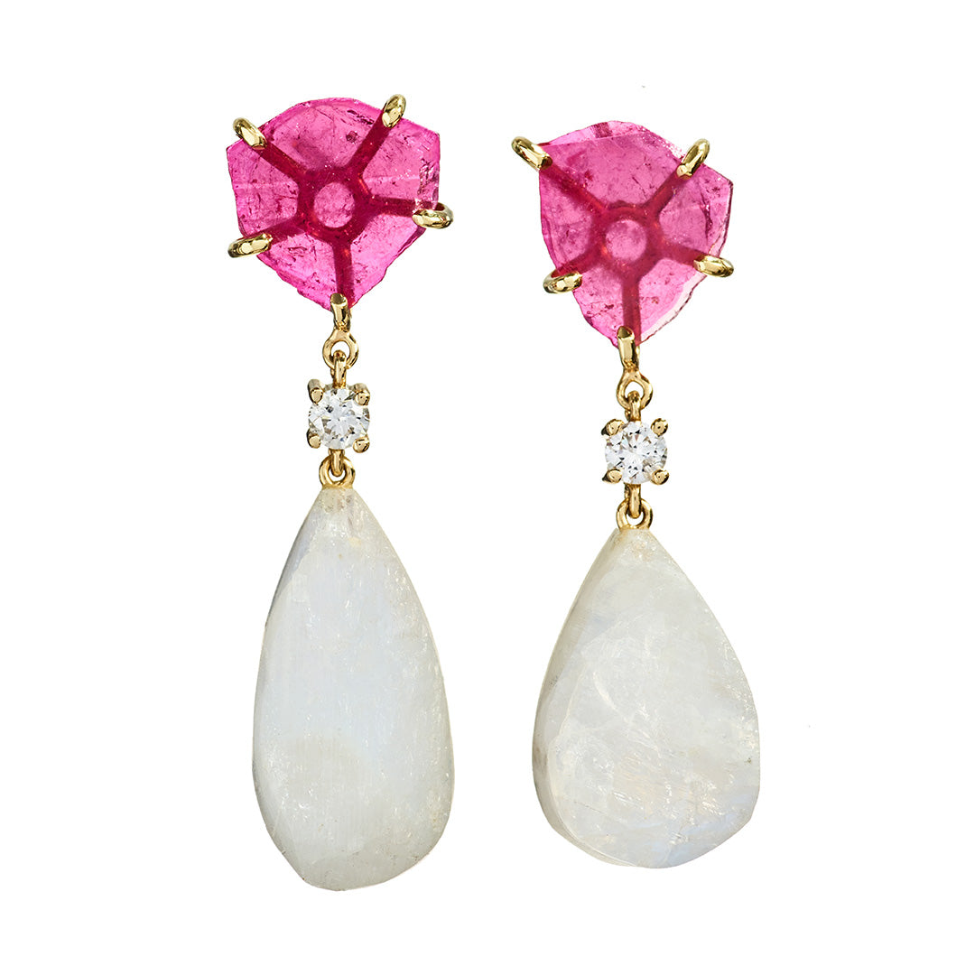 Buenos Aires 18K Gold One of a Kind Gemstone Earrings I Jan Leslie Bespoke Earrings.