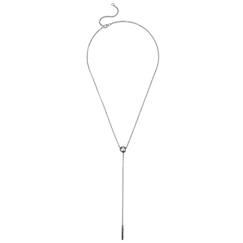 Stardust Pave' Knot Sterling Silver Y Necklace