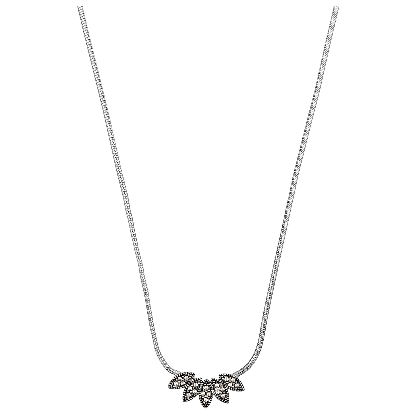 Stardust Pave' Octopus Petal Sterling Silver Necklace