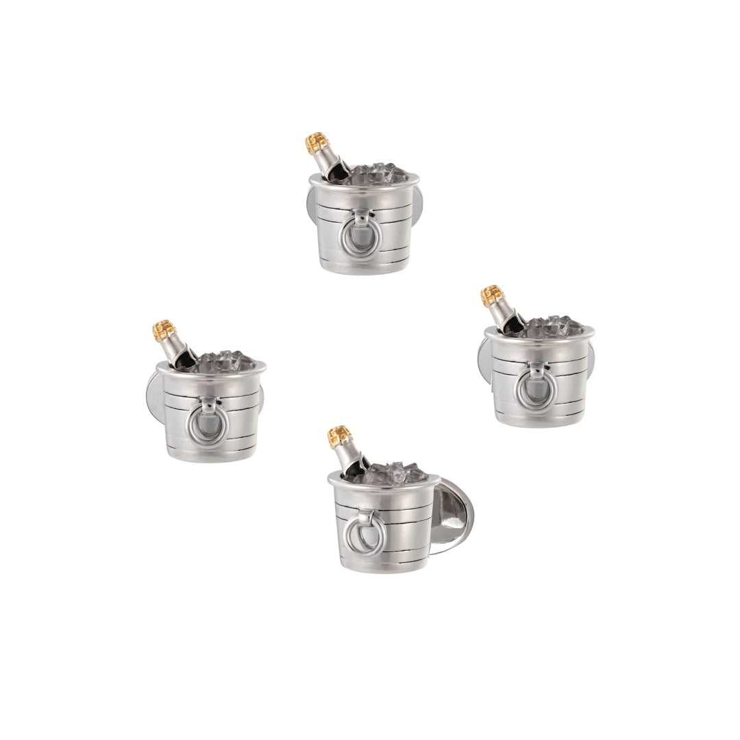 Champagne Bucket Sterling Silver Tuxedo Studs I Jan Leslie Cufflinks and Accessories.