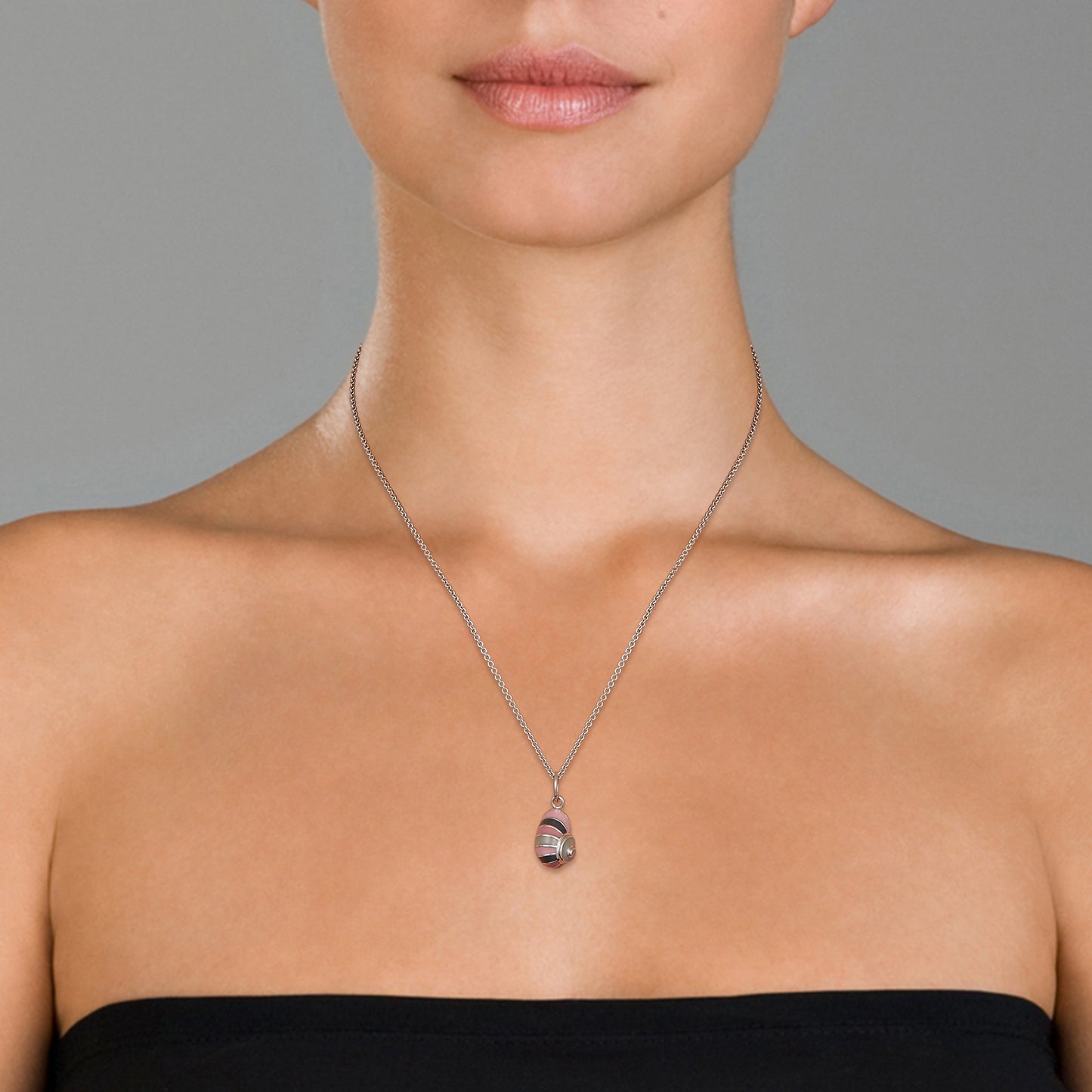 Pink Snail Shell Sterling Silver Charm Necklace
