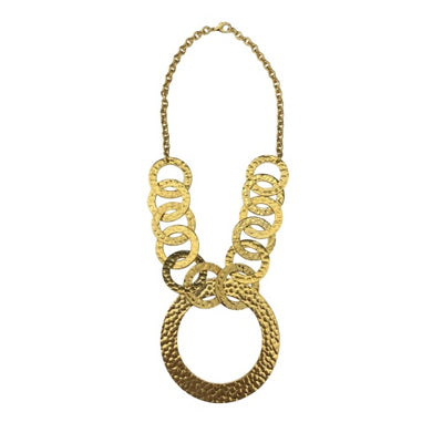 Loop Sterling Silver 24k Gold Vermeil Statement Necklace I Jan Leslie. 13 24 gold vermeil plated sterling silver textured loops intertwine and connect to a larger loop in the middle creating a dramatic effect to this statement necklace. 