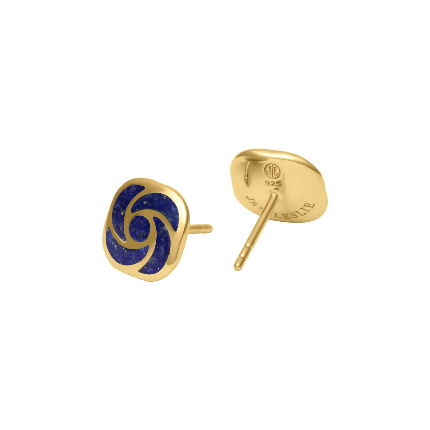 Lapis lazuli pinwheel stud earrings in gold vermeil 