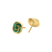 Malachite pinwheel stud earrings in gold vermeil 