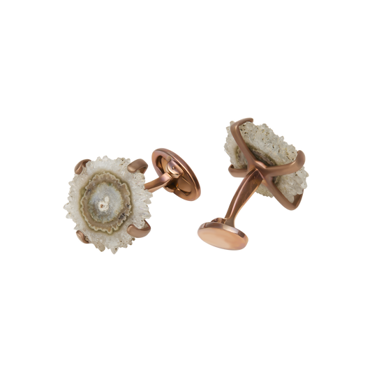 Cognac Jasper Stalacite One of Kind Sterling Cufflinks