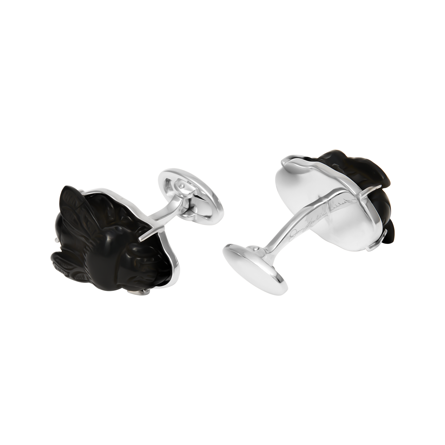 Hand Carved Ebony Bee Sterling Silver Cufflinks