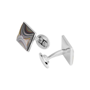 Square diamond-orientation Fordite cufflink 