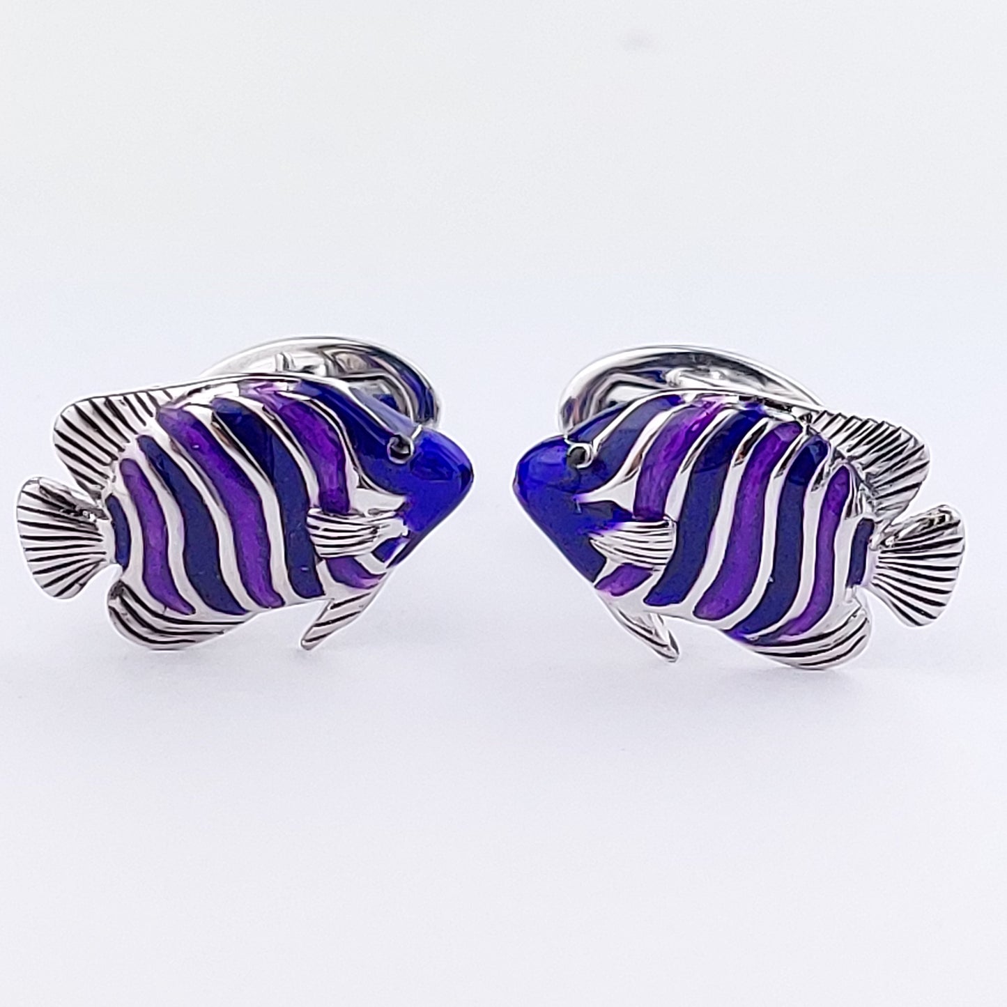 Colorful Stripe Fish Sterling Silver Cufflinks